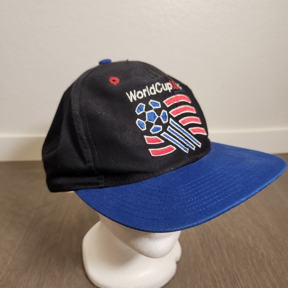 Vintage 1994 World Cup USA Snapback Hat The Game Black Blue Italy Flag FIFA 90s